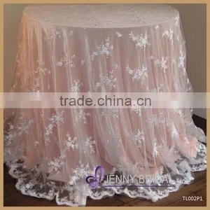TL002P3-1 High Quality Gold Embroidery Lace Round Wedding Table Overlay Quality Choice thumbnail-4