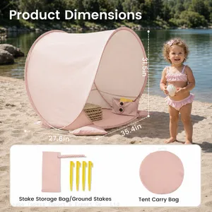 Pop Up Baby Tent With UV Protection, Portable Baby Beach Essentials, 35.4