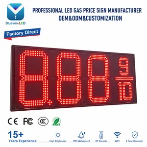 8.889/10 Inch Digital Gas Station Petrol Price LED Price Board for Outdoor Pylon Sign Pricing Gas Station Display thumbnail-1