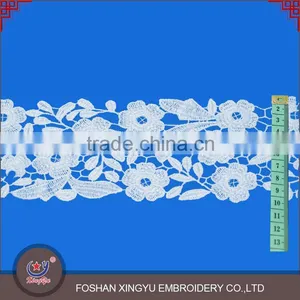 New Design OEM Custom Shaped Polyester Chenille Silk Chemical Guipure Embroidery Lace Trim Wholesale in China thumbnail-1