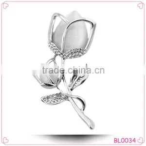 Silver Fabric Flower Handmade Brooch for Wedding thumbnail-1