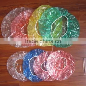 China Factory Price Disposable Plastic PE Printed Soft Shower Cap thumbnail-4