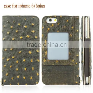 High Quality Wholesale Ostrich Skin Leather Phone Cases for Iphone 6 thumbnail-1