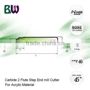 Solid Carbide 2 Flute Step End Mill Cutter For Cutting Acrylic thumbnail-2