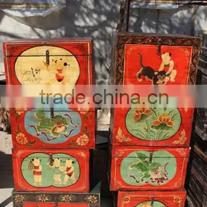Chinese Antique Painting Gift Box Storage Chest thumbnail-1
