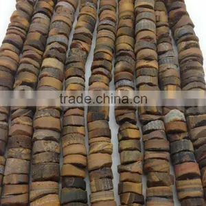 NO PS!!Factory Price Natural Stone Coins Rough Yellow Tiger Eye Stone Loose Beads thumbnail-3
