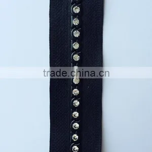 5# Luxury Shiny Bling Decorative Trims Diamond Black Rhinestone Zipper thumbnail-2