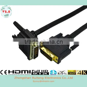 Black 90 Degree 24+1 DVI to DVI Cable With Ethernet and Gold Connector Support 3D thumbnail-1