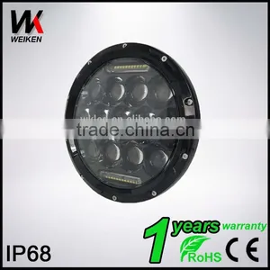 High Quality 75W Led Headlight 12v 7" LED Driving Light for Jeep Wrangler jk Vehicle for Car and Motorcycle Accessories thumbnail-1
