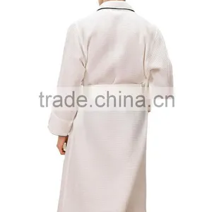 Spring And Autumn Men's Robe Long Sleeved 100% Cotton Plaid And Geometric Pattern Gown Bathrobe Bathrobes Male thumbnail-3