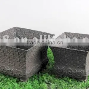 S/2 Square Embossed Metal Flower Container thumbnail-1
