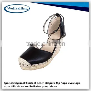 China Businesses Wholesale Model Canvas/pu Sandals Shoes,canvas Espadrilles Wedge Shoes thumbnail-1