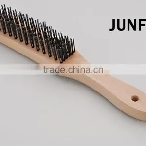 Different Rows Wooden Handle Black Steel Wire Brush thumbnail-1