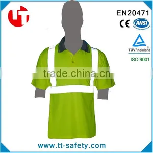 Fluorescent Warning Short Sleeve Yellow Work High Visibility Button Shirts thumbnail-1