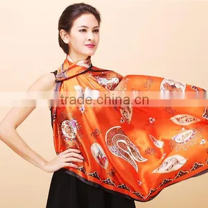2015 Women Lady Print Silk 100*100CM Neck Scarf Shawl Scarves Stole Wraps Hot thumbnail-2