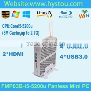 Fanless PC Intel Core i5 5200U 2.2G 12V HD5500 GPU i5 Good Computers Linux Server WiFi HDMI Support HD 4K Resolution thumbnail-1
