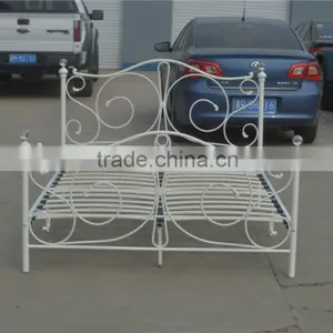 Modern and Elegant Metal Double Bed in White Color thumbnail-1