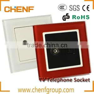 Hot Sell Cheaper Tempered Glass Telephone and TV Outlet Wall Socket 86mm thumbnail-1