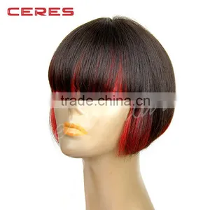 New Arrival Virgin Mongolian Hair Wig, Cheap Red Bob Synthetic Wig With Fringe thumbnail-5