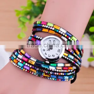 2016 New Product Vintage Fashion Watch,layered Watch Bracelet With Stones thumbnail-3