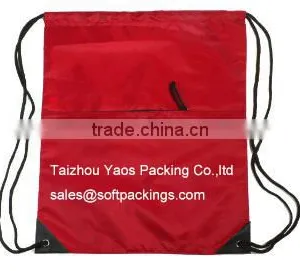 New Design Polyester Drawstring Bag, Cheap Promotional Drawstring Bag, Drawstring Backpack Bag With Front Zipper Pocket thumbnail-1