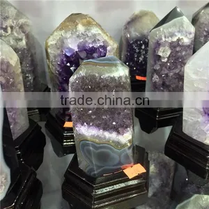 Natural Rock Amethyst Geode Cluster Wand Point Crystal Pillars thumbnail-2