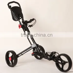 2016 Brand New Fold Light Weight 3 Wheels Push Pull Golf Trolley Manual Golf Cart thumbnail-1