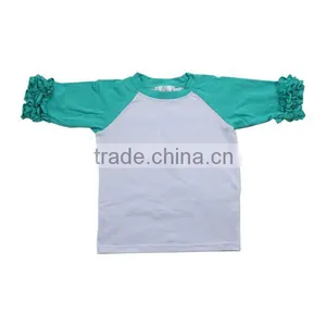 Wholesale Children's Boutique Clothing Kids Tshirt Round Neck Ruffle Raglan Shirt Deisgn Children t Shirt thumbnail-2