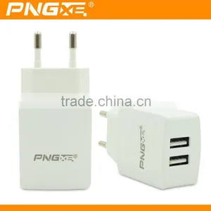 PNGXE Wholesale 5v 2a Flat Micro Smart Phone 2 Usb Wall Charger for Iphone 6 thumbnail-2