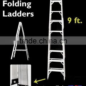 Aluminium One-Sided Folding 9 Step Ladders thumbnail-1