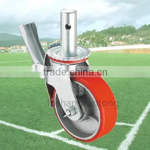 Cheap PU Casters 150mm Hardware Scaffolding Caster With Locking thumbnail-1
