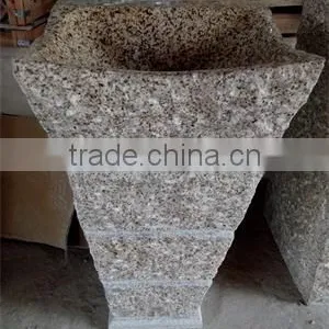 Peach Wooden Color Exellent Quality Marble Stone Bathroom Wash Basins thumbnail-6