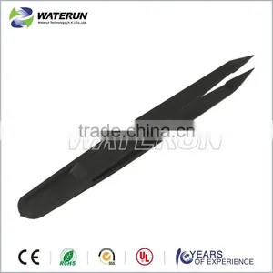 Plastic 93302 Cleanroom Conductive Point Black Tweezers thumbnail-1