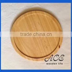 Round Shape Wooden Tray Wooden Fruit Plate Food Safe Varnish Rubber Wood Tray thumbnail-1