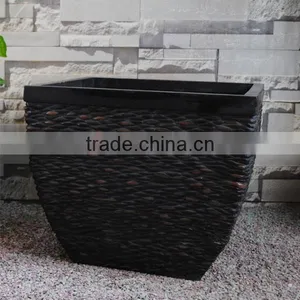 Different Style Home Garden Handmade Black Stone Molds Garden Resin Flower Pot thumbnail-4