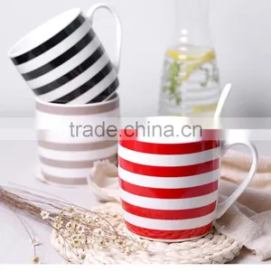 12-Ounce Porcelain Coffee Mug Red (white Dots Stripes Grey ) thumbnail-4