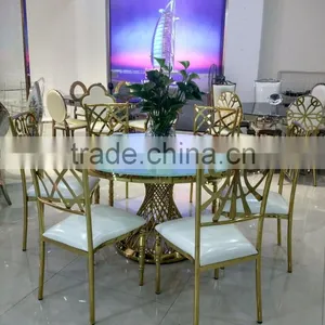High Quality Stainless Steel Round Rose Gold Wedding Table thumbnail-1