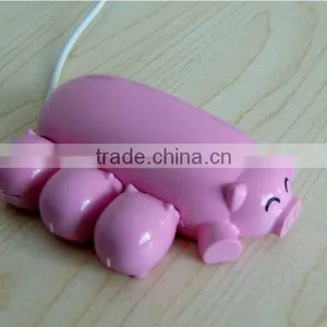 New Arrival Lovely Cartoon Pig Design 3 Port USB Hub 2.0 USB Interface Promotion Gift Choice Present With Card Reader Function thumbnail-2