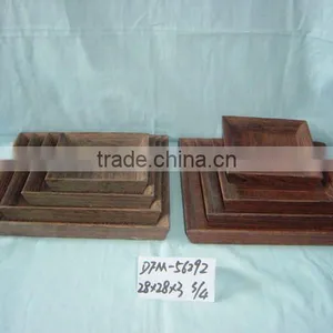Storage Carbonize Wooden Serving Tray ,wooden Fruit Tray for Sale thumbnail-1
