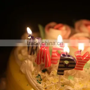 Point and Stripe Coloured English Character Shape Happy Birthday Candle thumbnail-3