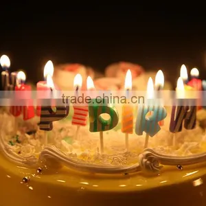 Point and Stripe Coloured English Character Shape Happy Birthday Candle thumbnail-4