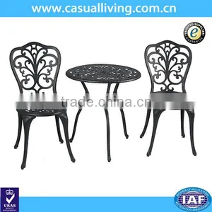 Outdoor Cast Aluminum Durable Black 3 Piece Patio Bistro Set thumbnail-1