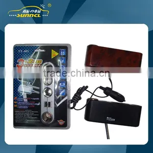 2015 CE Approval 3 Sockets Double USB Car Cigarette Lighter Adapter With Switch for IPhone , Tablet thumbnail-1