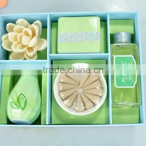 Scented Candle in Ceramic Jar/ Sola Flower Diffuser / Incense Gift Set thumbnail-1