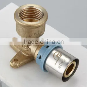STAINLESS SLEEVE BRASS FEMALE ELBOW WITH PLATE thumbnail-1