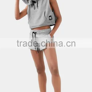 Wholesale Custom Made in China Blank Pullover Sleeveless Cropped Hoodie Sweatshirts thumbnail-4