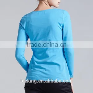 100%cotton Plain Long Sleeve Loose Fit t Shirt for Women thumbnail-2