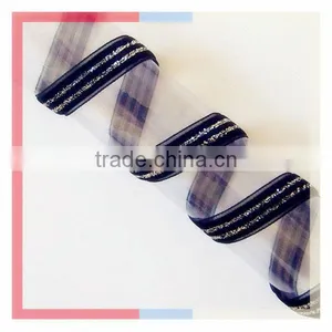 Single Face Metallic Velvet Ribbon thumbnail-1