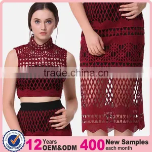 2017 Summer Woman Latest New Fashion Lace Blouse and Midi Skirt Design Images thumbnail-1