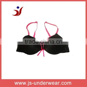 2014 Js-669 Ladies Black Bra With Pink Straps and Nice Designed (Accept OEM) thumbnail-1